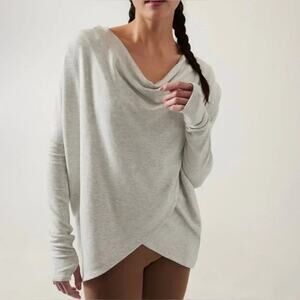 ATHLETA Purana Wrap Sweatshirt Hoodie Top Yoga Draped Soft Pockets Medium